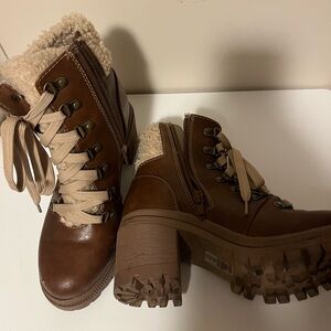 Brown Lace-Up Ankle Boots